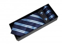                    NM nyakkendő szett - Kék csíkos Nyakkendők esküvőre